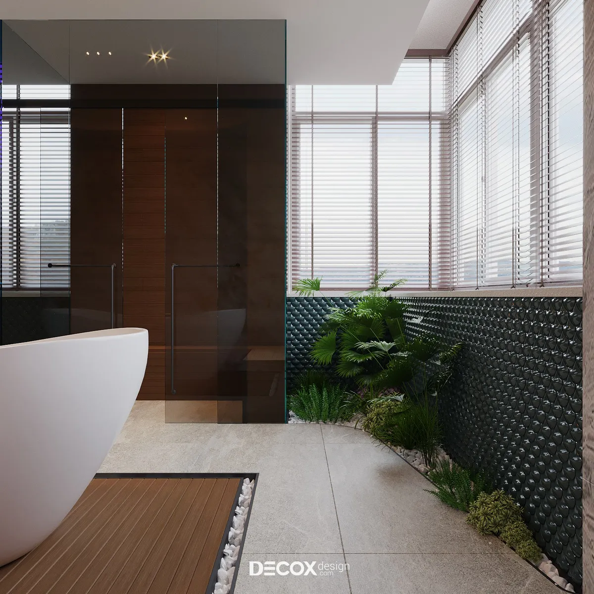 Tiểu cảnh cây xanh dọc tường