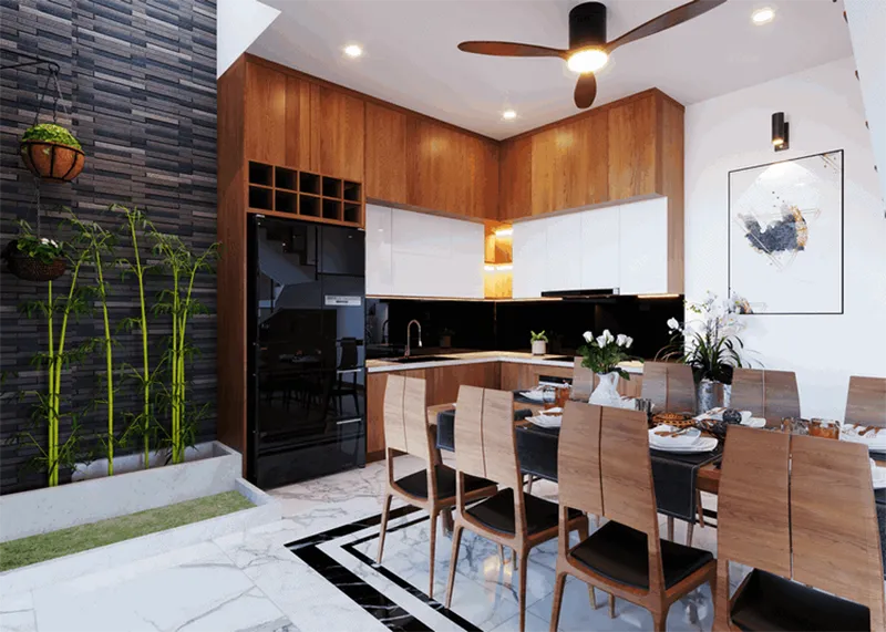 Thiết kế phòng bếp nhà ống 5m tối giản