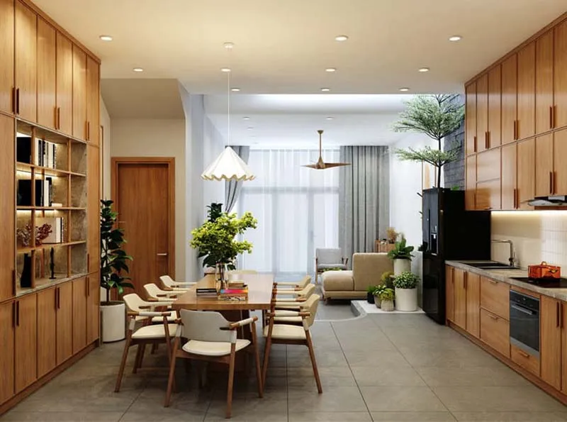 Thiết kế phòng bếp nhà ống 5m đơn giản