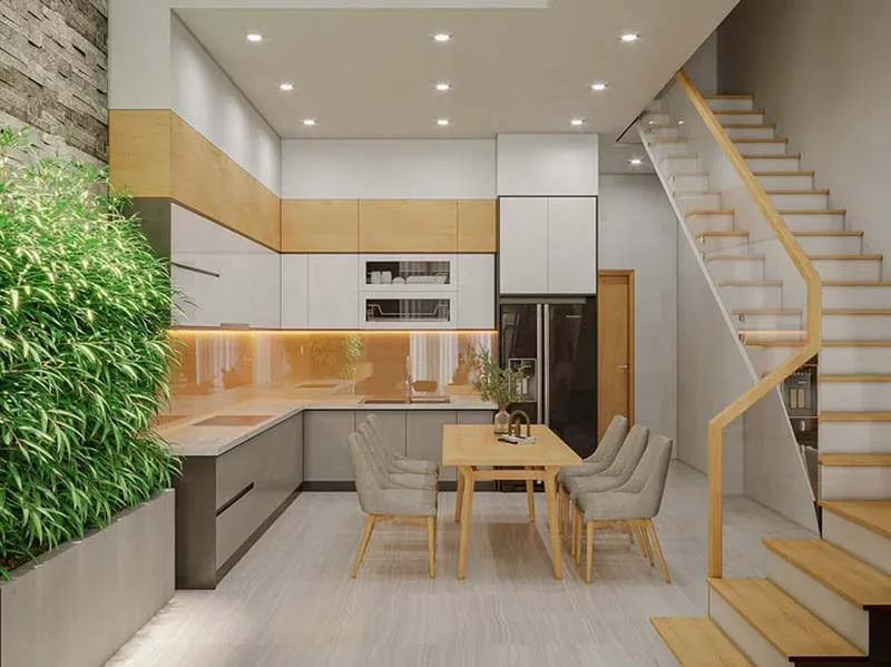 Thiết kế tủ bếp chữ L tối giản