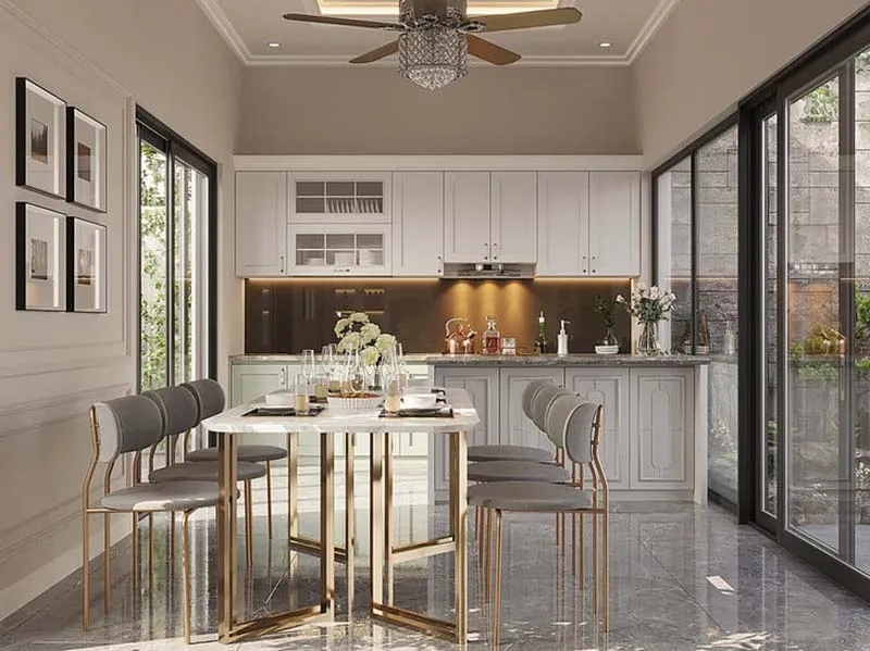 Phòng bếp nhà ống 5m phong cách tân cổ điển