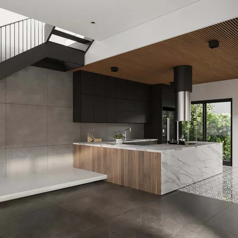 Thiết kế tủ bếp chữ U trong nhà ống