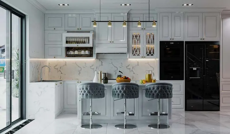 Ấn tượng với tủ bếp chữ L cho nhà ống 5m