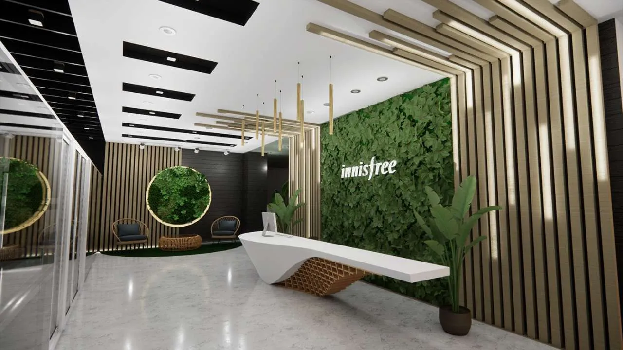 Lối vào văn phòng trang trí bằng những bức tường cây tạo cảm giác không gian trở nên tươi mát hơn