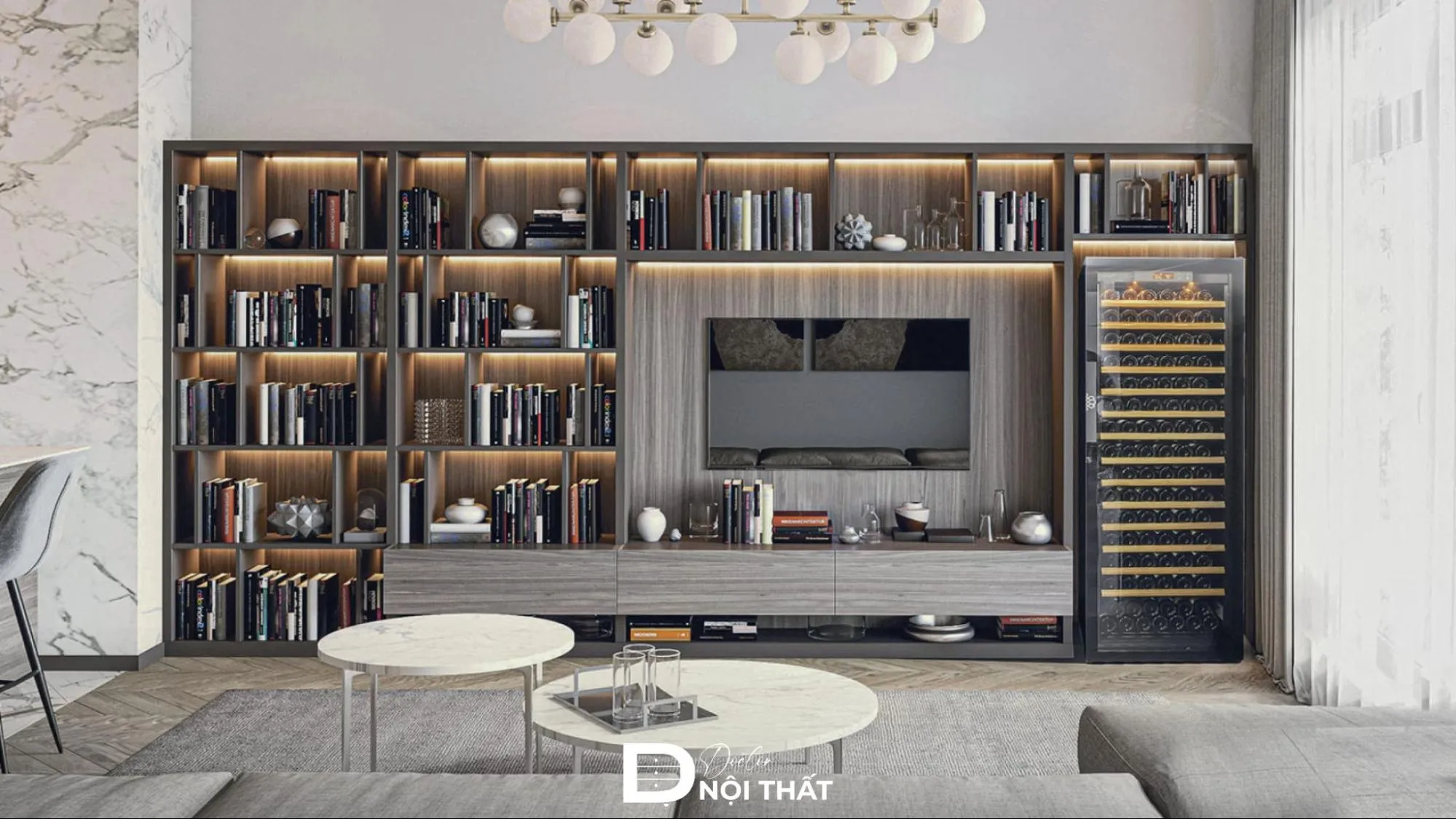 Thiết kế có cửa kính giúp bảo vệ đồ vật bên trong khỏi bụi bẩn