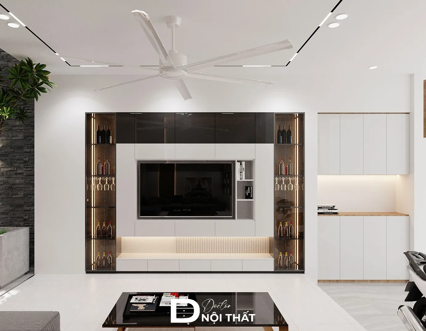 Kiểu dáng âm tường giúp nội thất trở nên đồng nhất, sang trọng