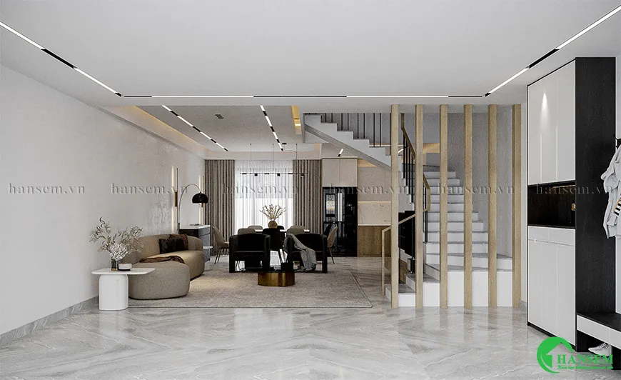 Sử dụng hệ thống chiếu sáng và gam màu nhẹ nhàng toát lên vẻ đẹp hiện đại