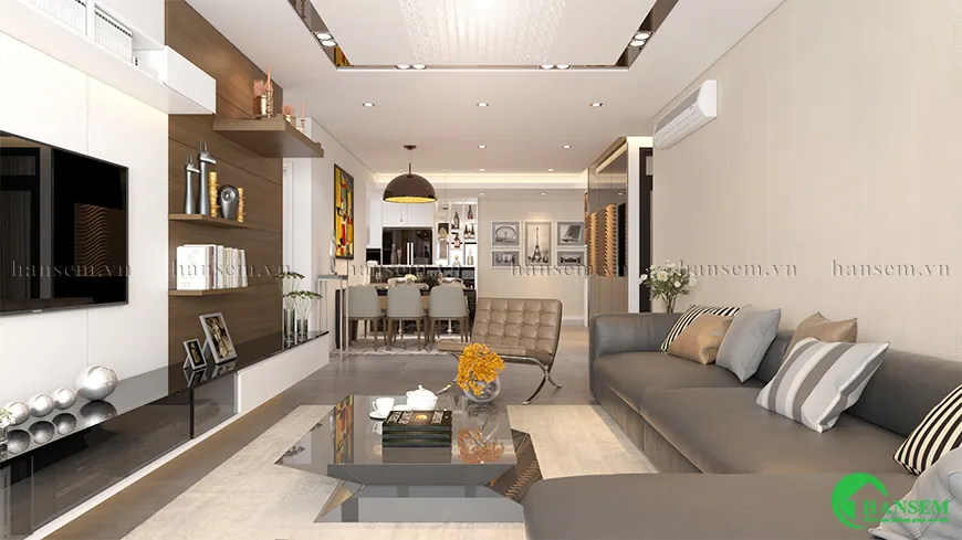 Liên thông giữa phòng khách và bếp tạo nên không gian thoải mái