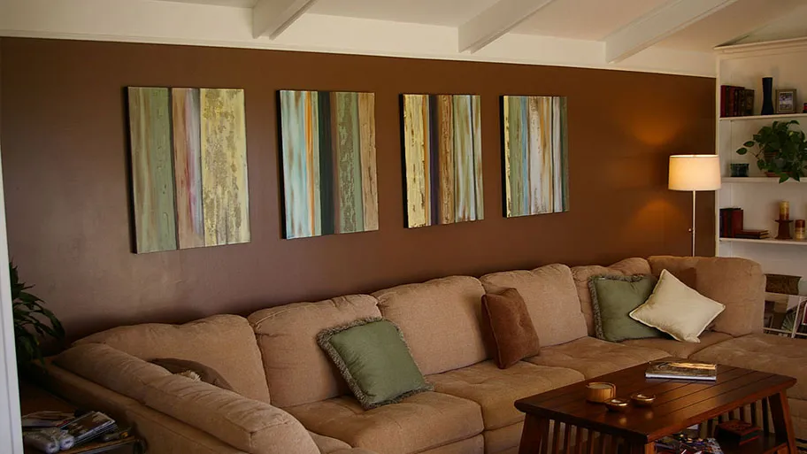 Phòng khách sơn màu nâu dành cho người mệnh Mộc