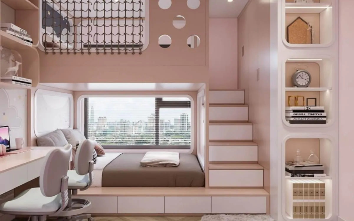 Giường tầng đa năng cho bé gái