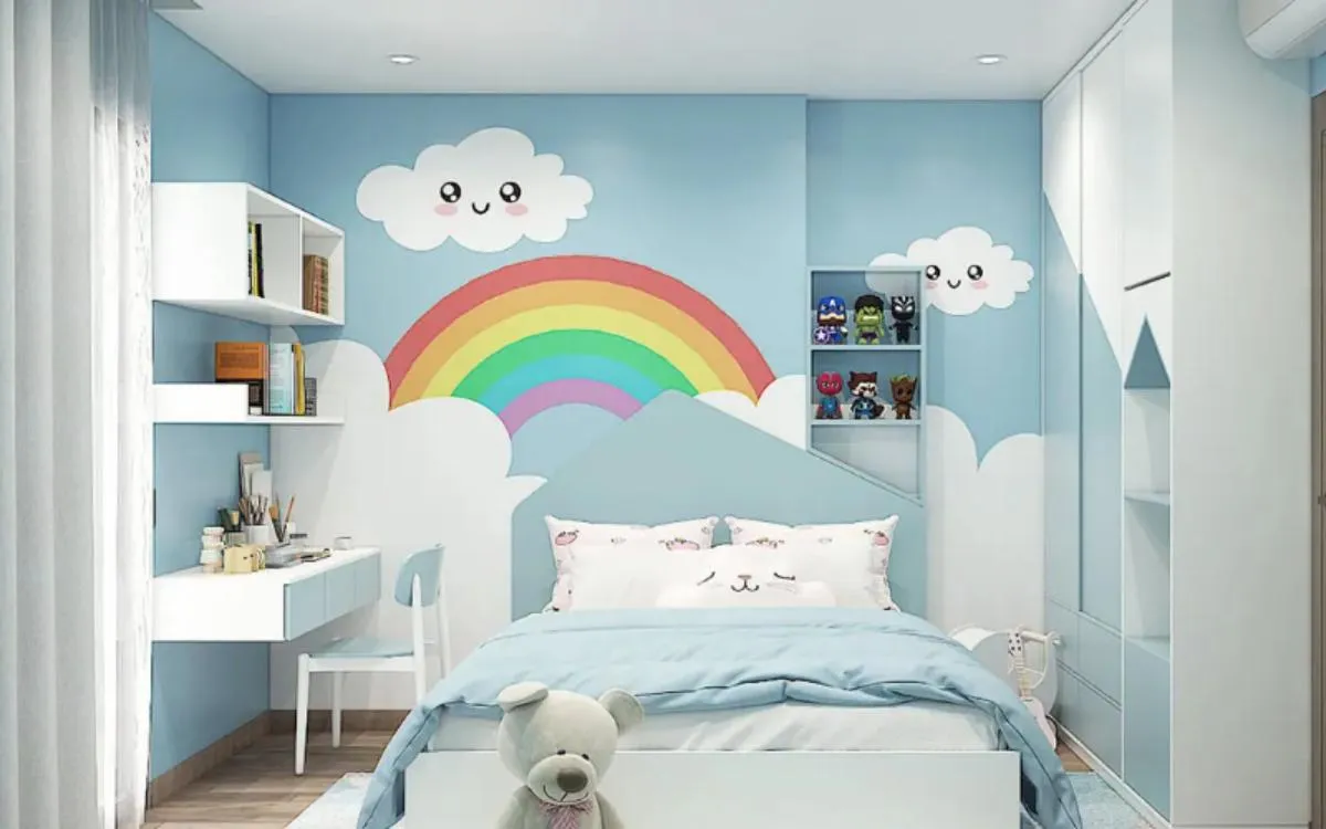 Phòng ngủ bé gái tone xanh mint