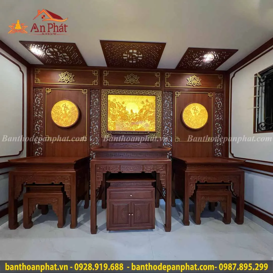 Phòng thờ đẹp hiện đại KGT377 với thiết kế tối giản, sang trọng