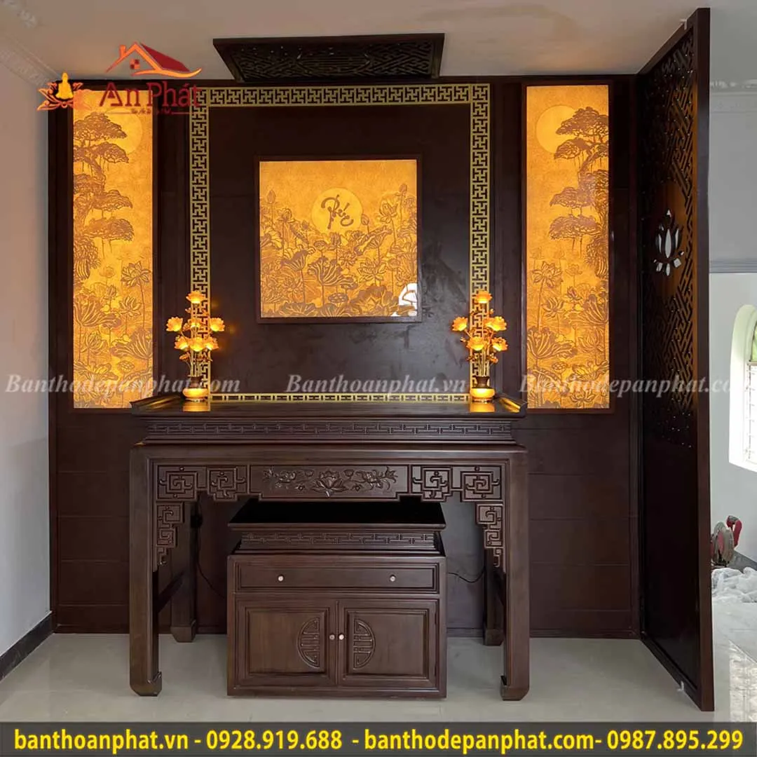 Phòng thờ gia tiên hiện đại, thiết kế tinh gọn, phù hợp với kiến trúc nhà phố