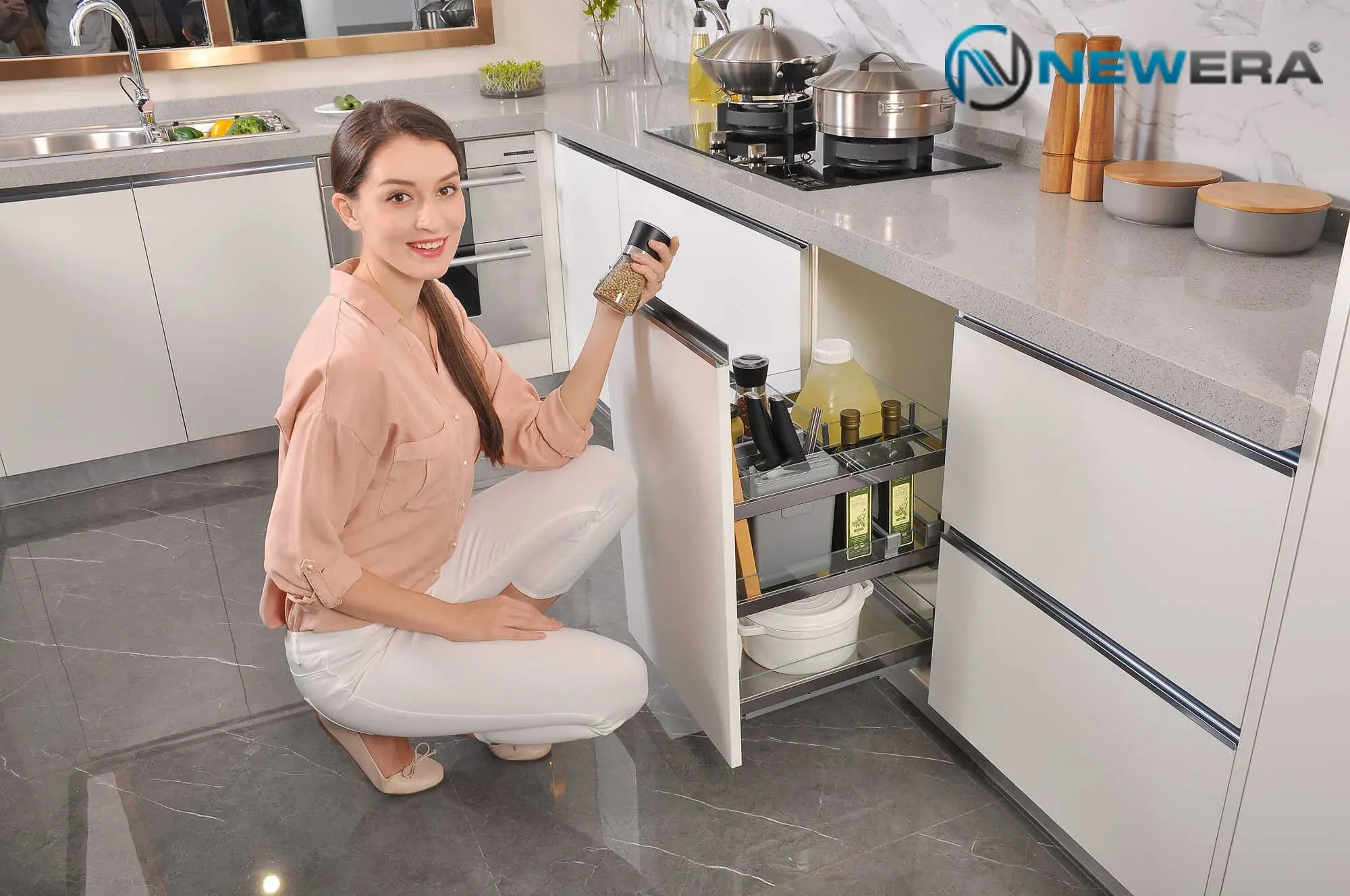 Giá dao thớt NewEra Inox 304 cho tủ bếp dưới