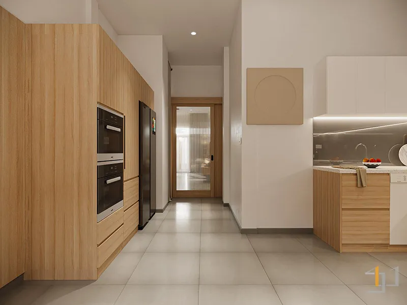 Các thiết bị nhà bếp hiện đại được bố trí âm tường