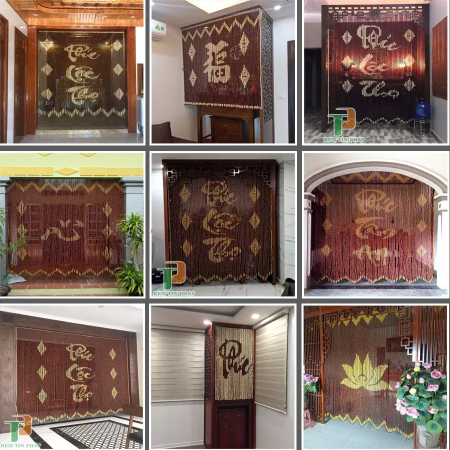 Các mẫu rèm hạt gỗ được lắp đặt thực tế trong không gian nội thất trang nghiêm