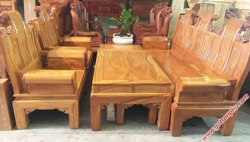 Bộ bàn ghế gỗ phòng khách đơn giản gỗ Gõ Đỏ Lào Á Âu