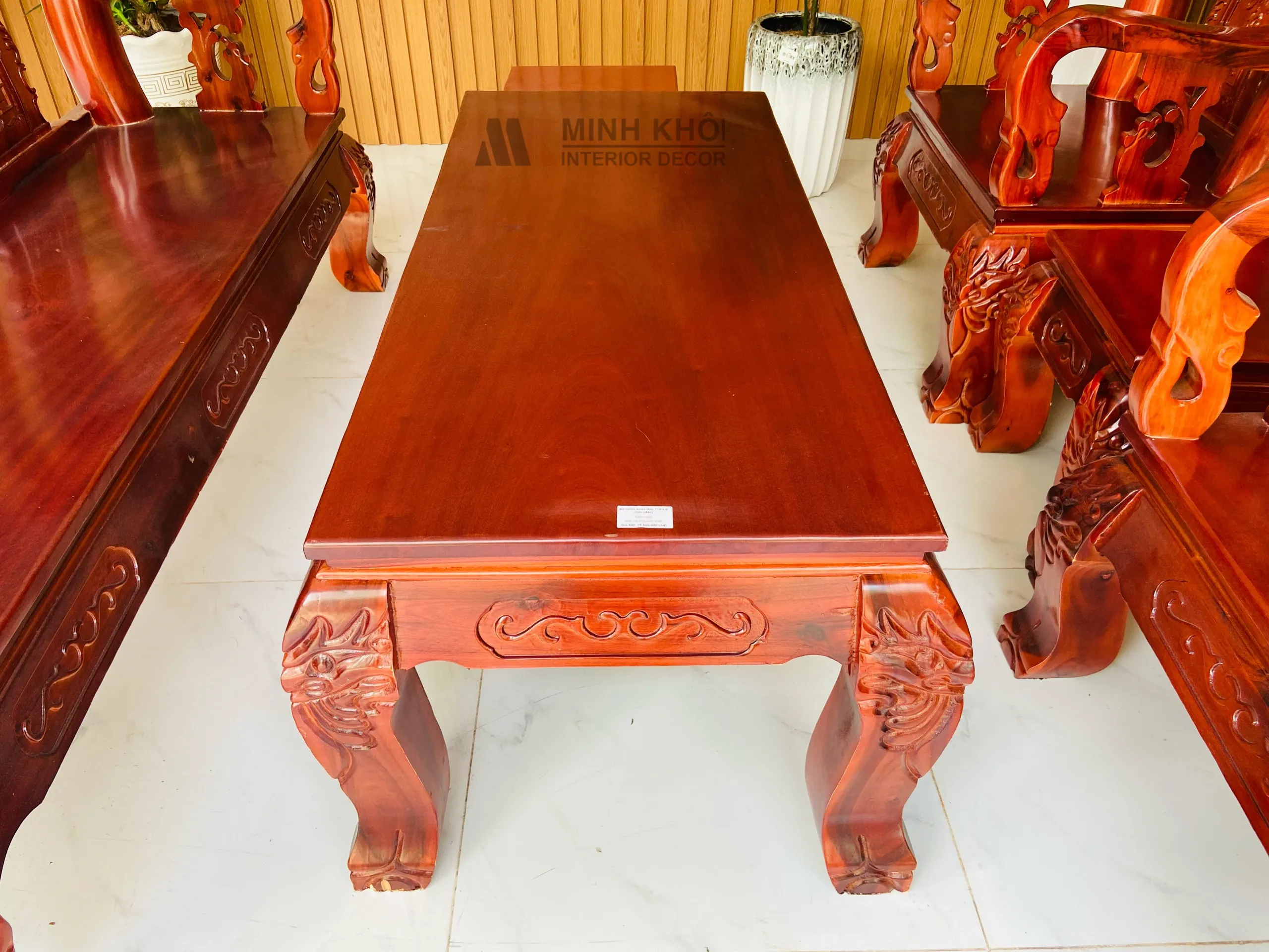 Mẫu thiết kế bộ bàn ghế gỗ xoan đào 6 món sang trọng