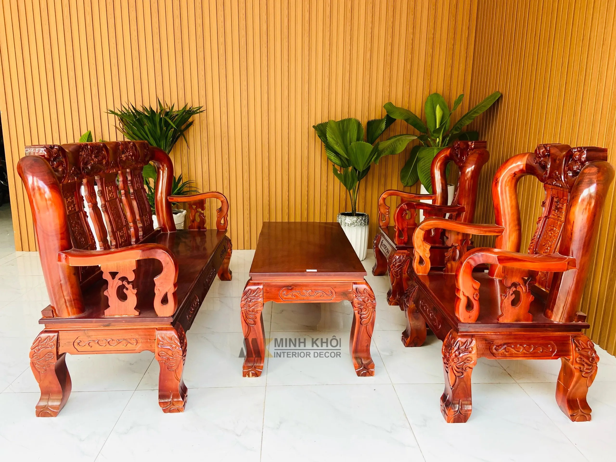 Bộ bàn ghế gỗ xoan đào tay 10 chạm khắc tinh xảo