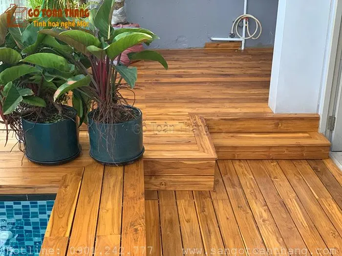 Công trình sàn gỗ tự nhiên ngoài trời Teak Lào ở Long Thành, Đồng Nai