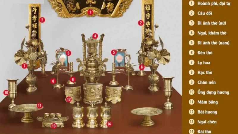 Sắp xếp đồ thờ gia tiên gọn gàng tránh phạm phong thủy