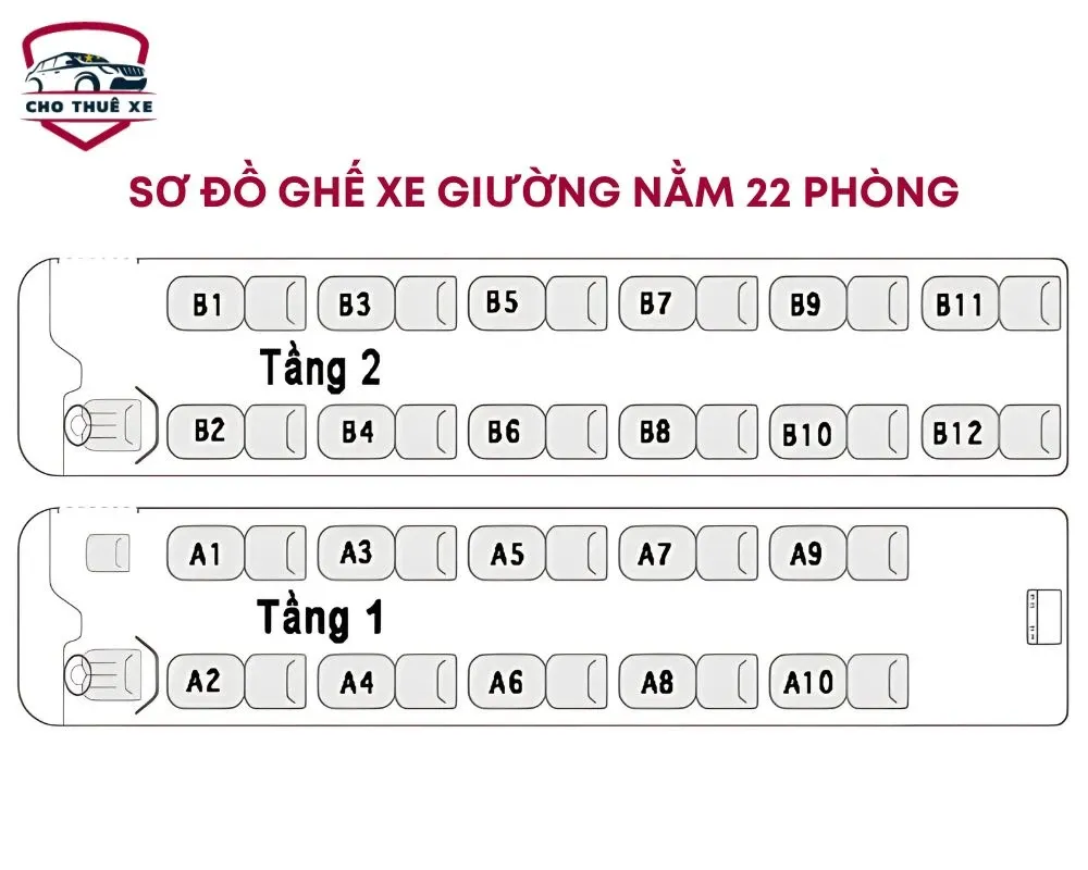 Sơ đồ ghế xe giường nằm 22 phòng