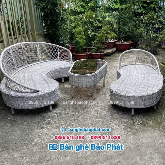 Sofa cà phê sân vườn nhựa giả mây thanh lý giá tốt