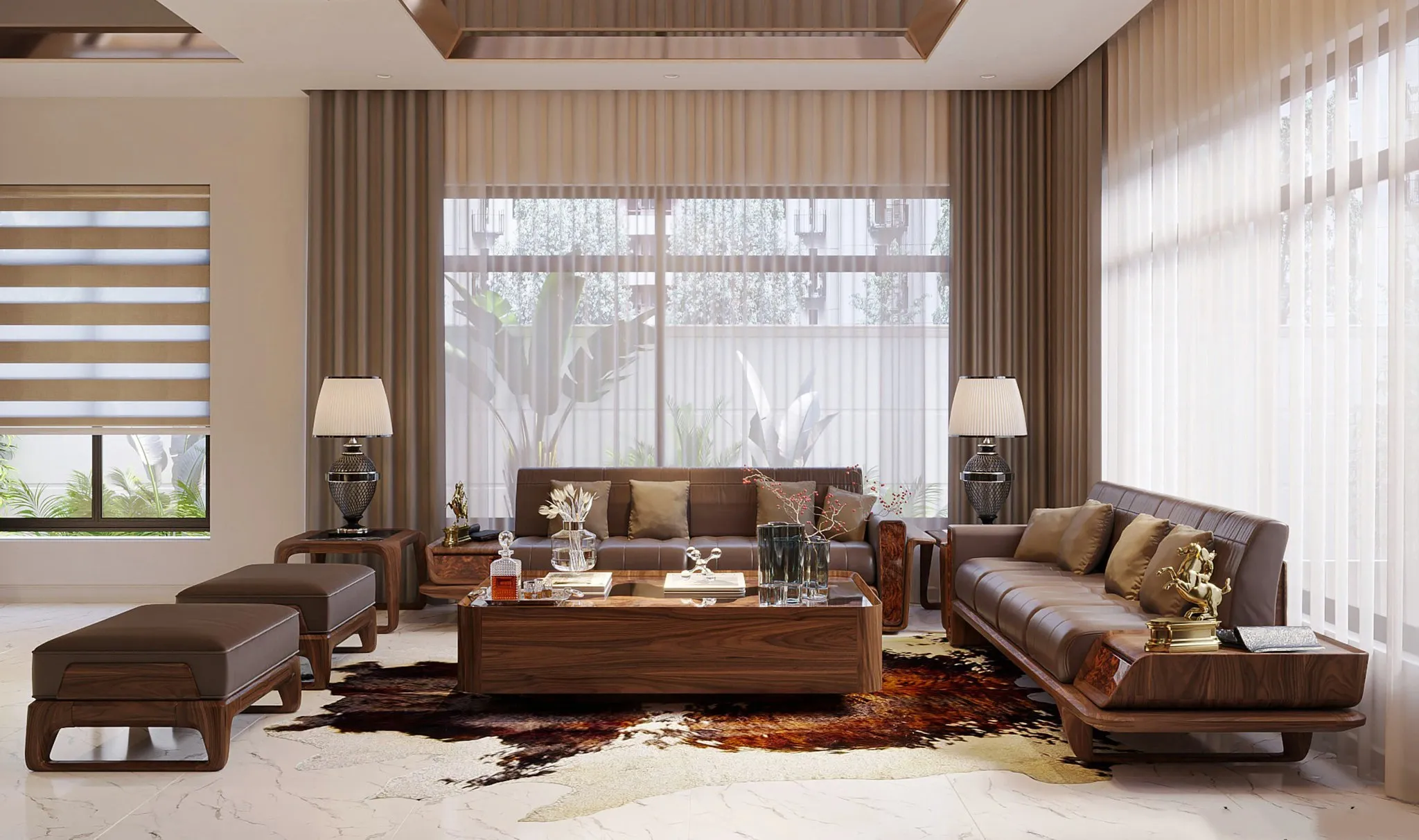 Sofa gỗ cho phòng khách phong cách tối giản với khung chắc chắn