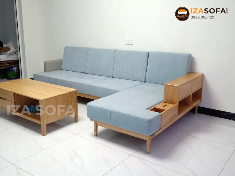 Sofa gỗ chữ L đẹp với phong cách tối giản Bắc Âu