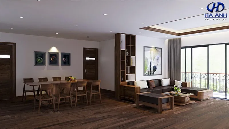 Sofa gỗ óc chó phong cách hiện đại tối giản