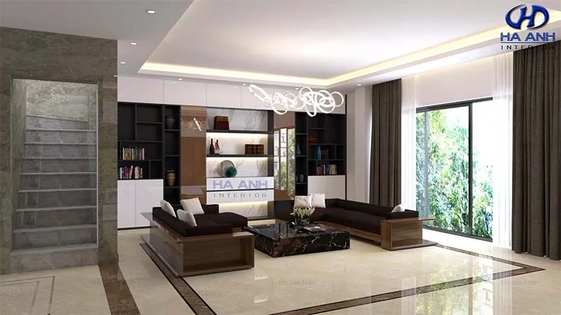 Sofa gỗ óc chó tân cổ điển với chi tiết chạm khắc