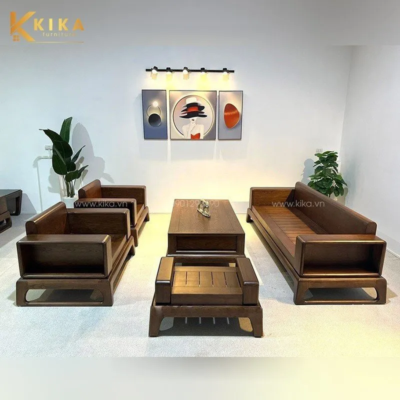 Sofa gỗ phòng khách, kiểu dáng nhỏ gọn hiện đại