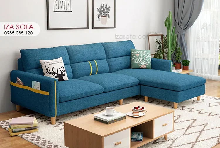Sofa chữ L gỗ cho phòng khách nhỏ