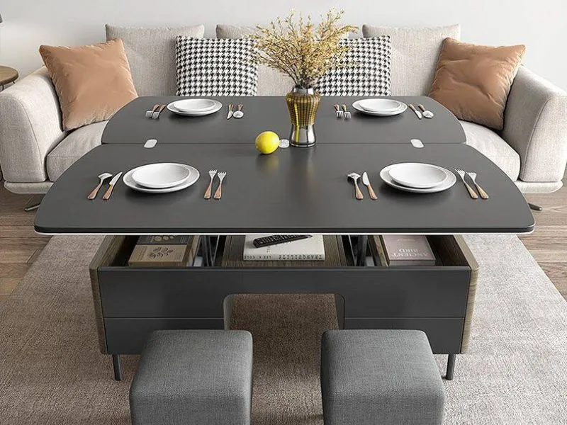 Bàn ăn kết hợp ghế sofa tạo không gian sang trọng