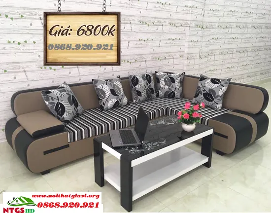 Sofa Góc Chữ L Cao Cấp Màu Kem