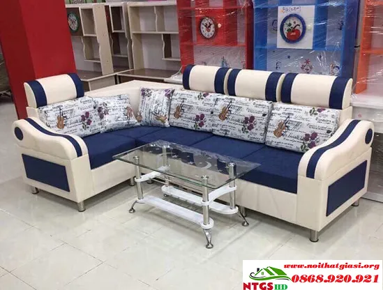 Bộ Sofa Góc Chữ L Xanh Dương Tươi Mát