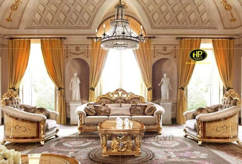 Sofa tân cổ điển dát vàng M-01