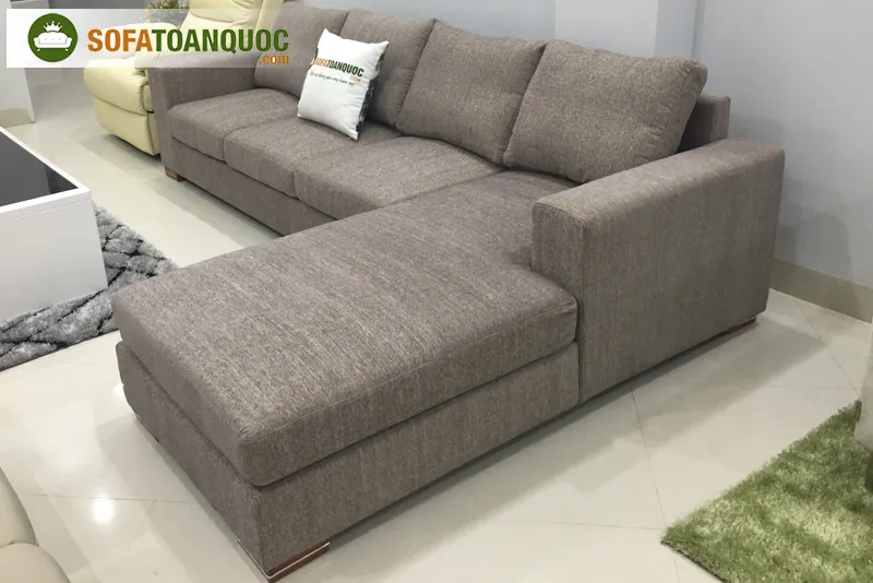 Sofa góc bọc vải bố họa tiết hoa cho phòng khách