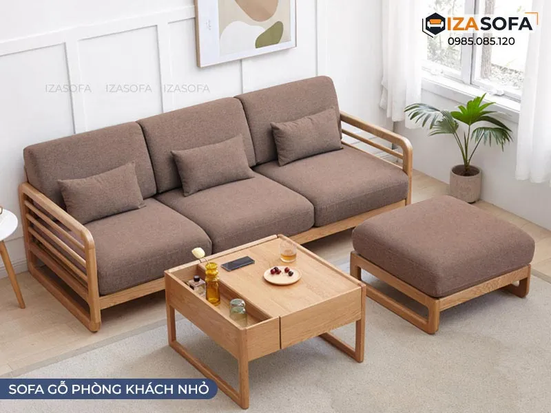 Sofa văng gỗ nhỏ kèm ghế đơn