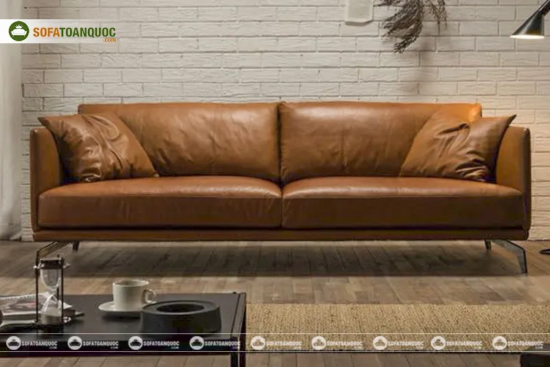 sofa văng da phù hợp với nhà ống hẹp ngang