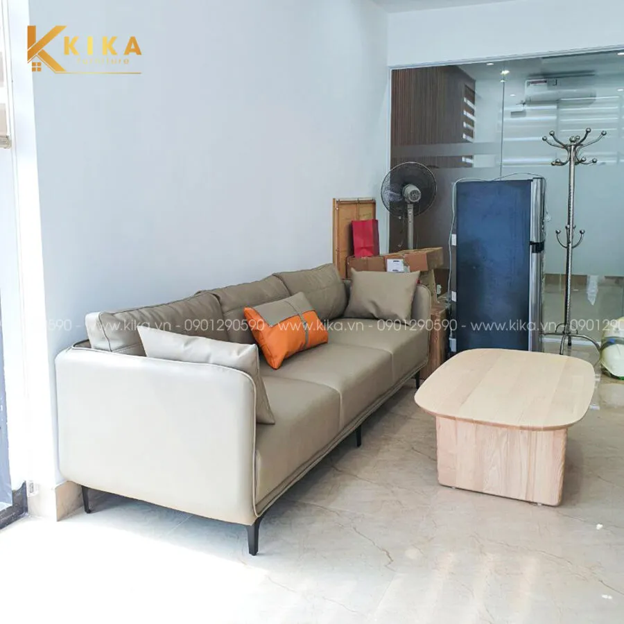 Ghế sofa văng 3 chỗ ngồi nhỏ gọn, màu xám thanh lịch, nhã nhặn