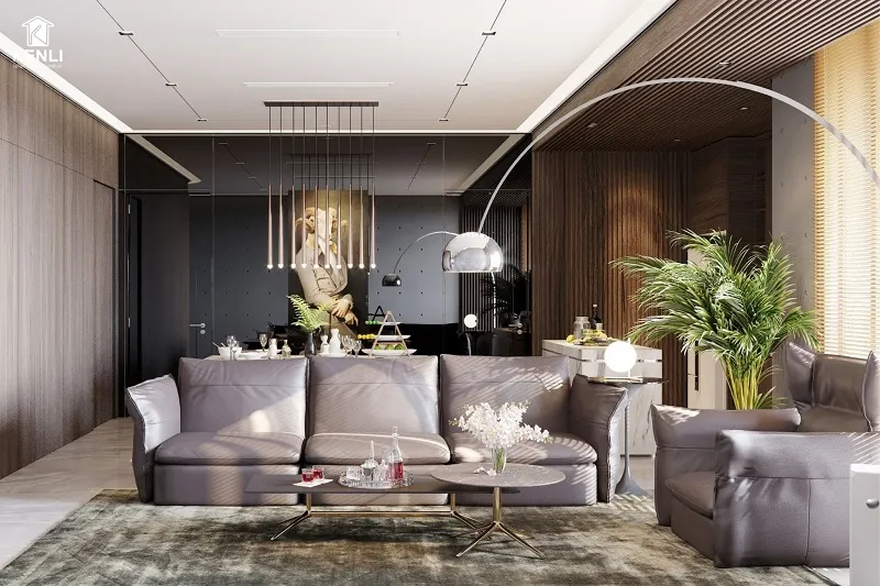 Một mẫu sofa nhập khẩu có kiểu dáng đơn giản, màu đen da quen thuộc