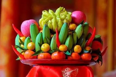 Mâm ngũ quả thể hiện ước nguyện về cuộc sống sung túc, viên mãn
