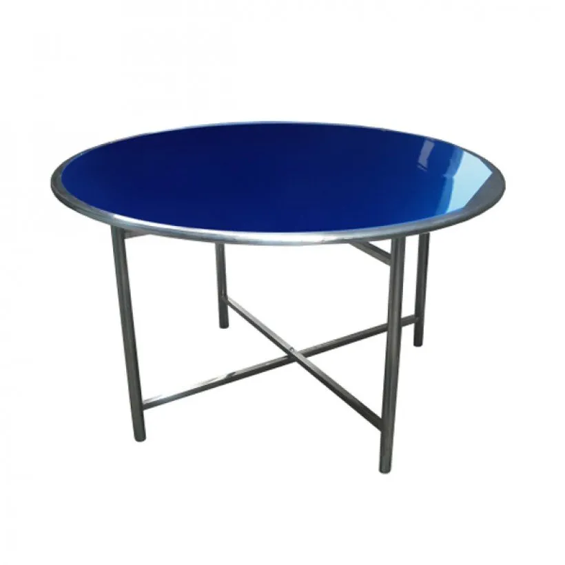 Bàn tròn inox đường kính 1m4 chân chữ thập, phù hợp nhà hàng thanh lý