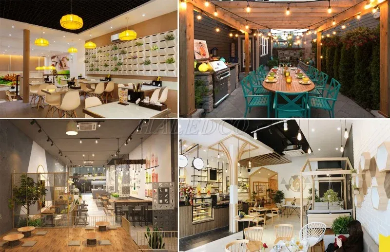 Sử dụng đèn LED trang trí trần quán cafe