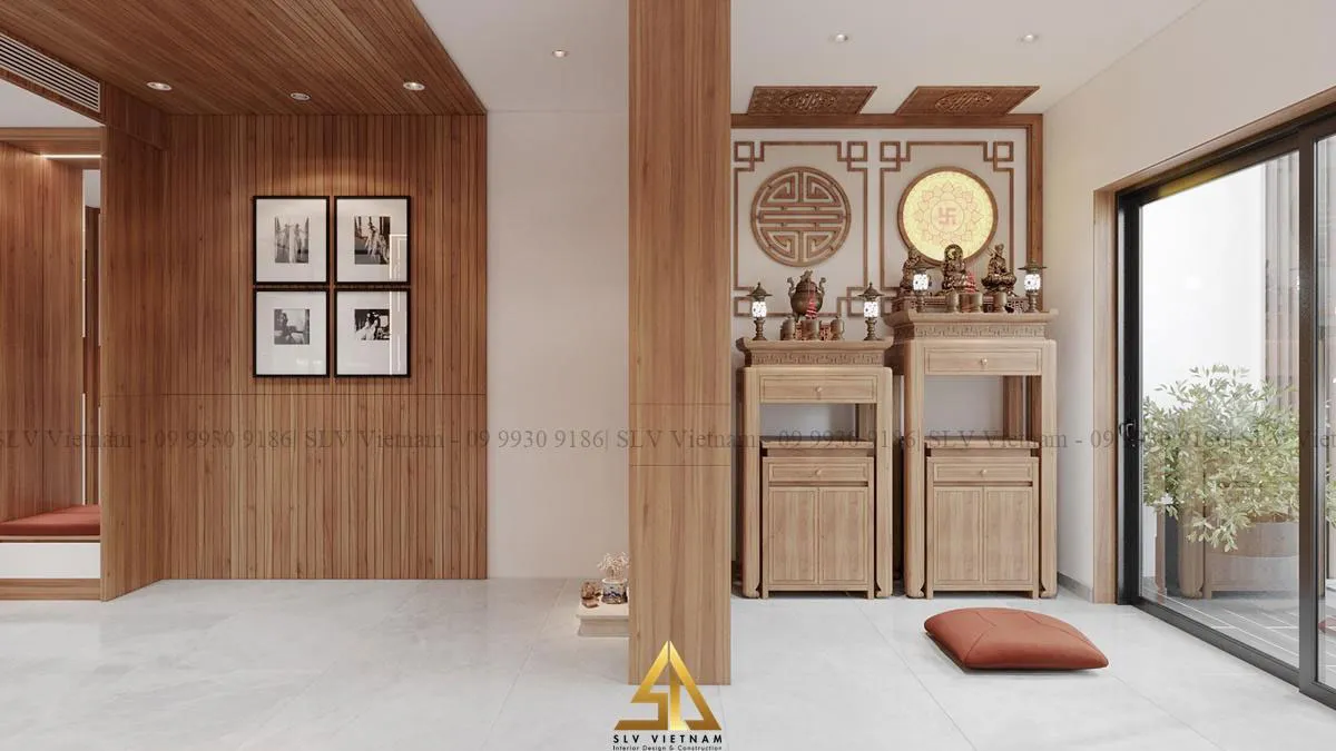 Mẫu 1: Tận dụng không gian phòng khách để làm phòng thờ chung cư