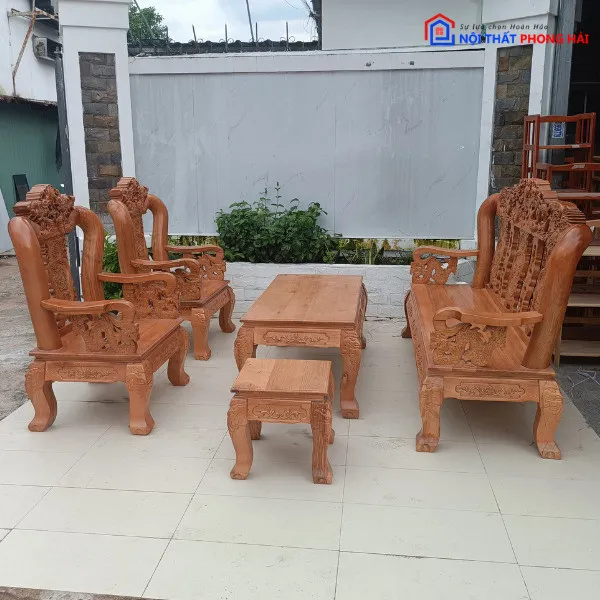 Bộ bàn ghế sa lông gỗ Sồi với thiết kế hiện đại, chắc chắn