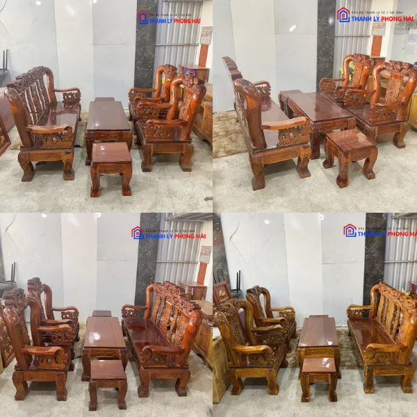 Bộ bàn ghế sa lông gỗ Tràm với đường nét chạm khắc tinh xảo