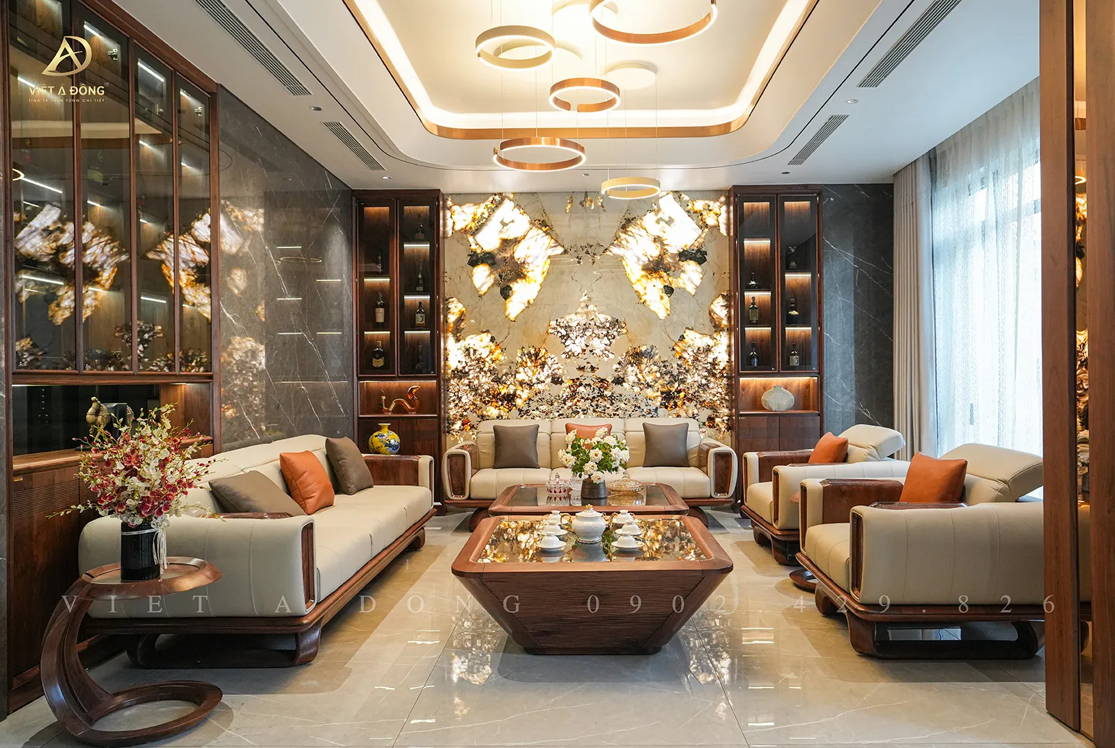 Thiết kế thi công nội thất biệt thự gỗ óc chó KĐT Thành phố Giao Lưu