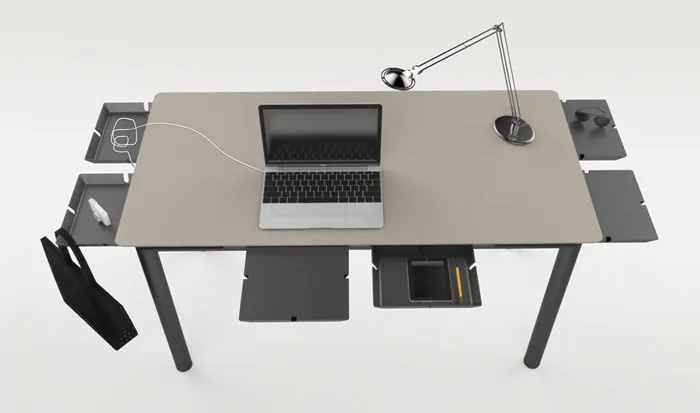 Bàn làm việc có nhiều ngăn kéo đa tầng giúp phân loại đồ đạc